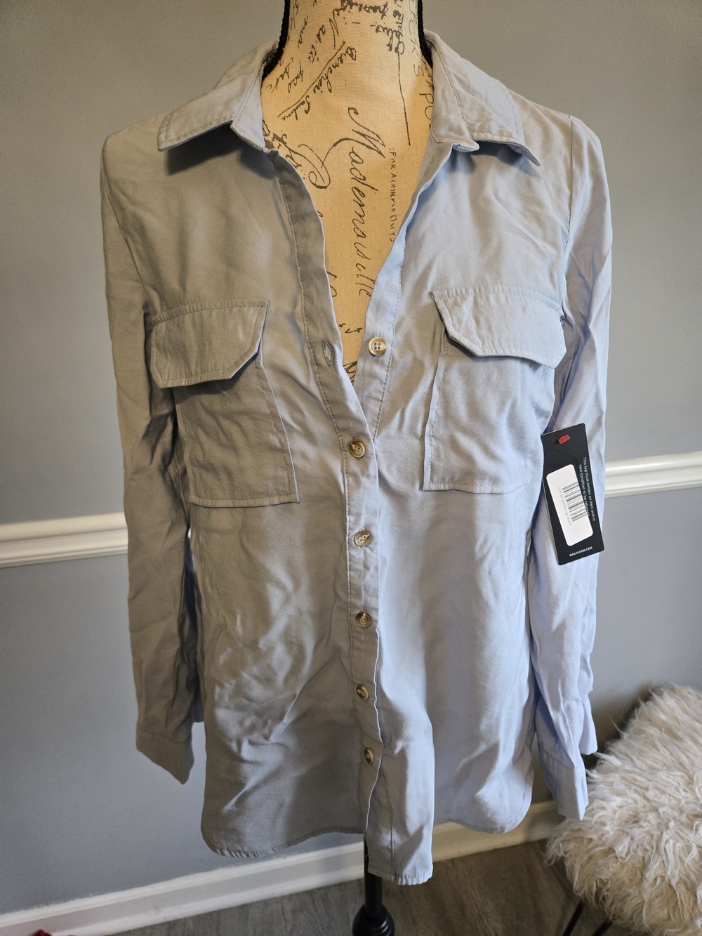 Light Blue Men’s Utility Button-Up Shirt Jacket
